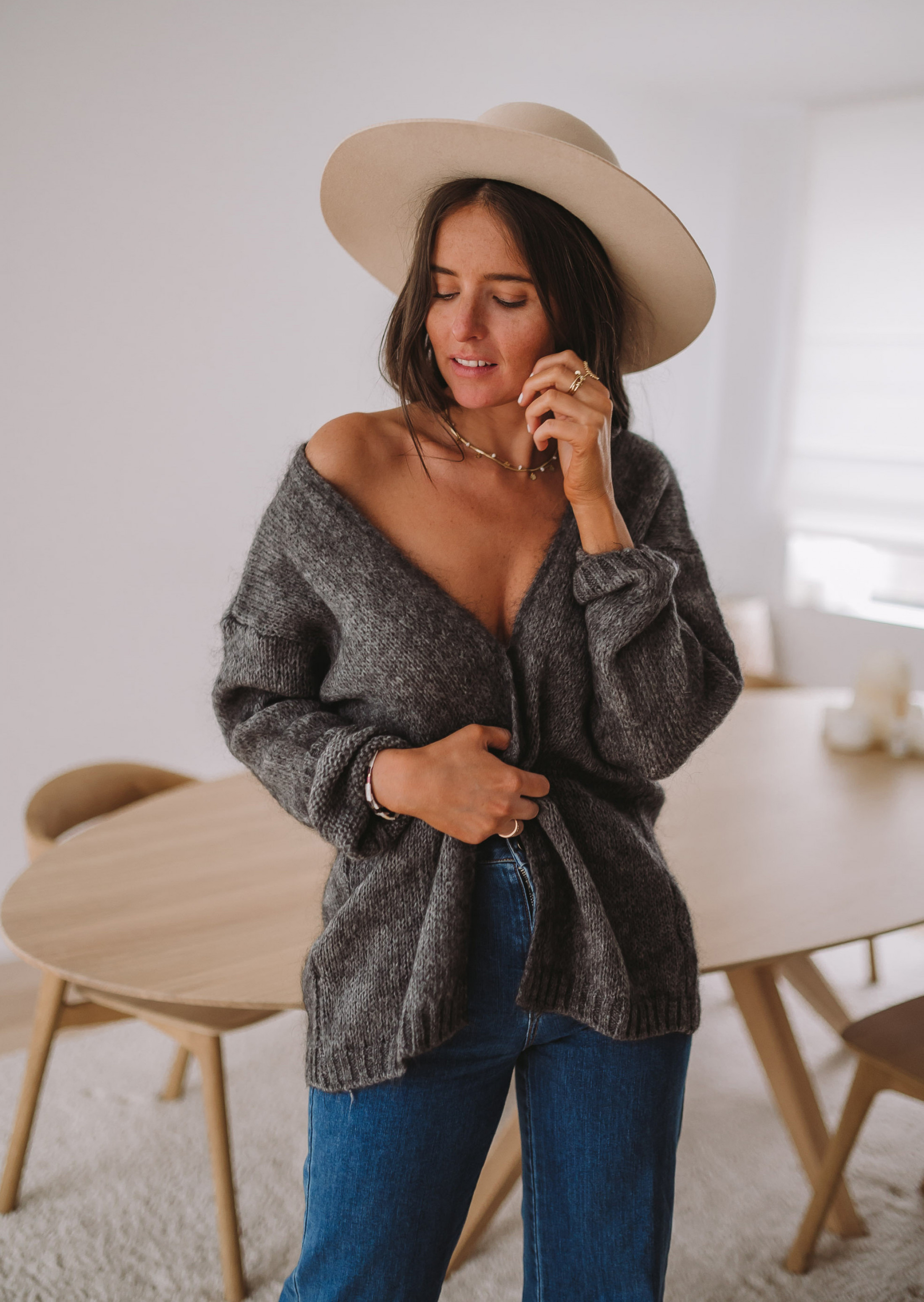 Dark grey Cardigan *EASY CLOTHES Hot