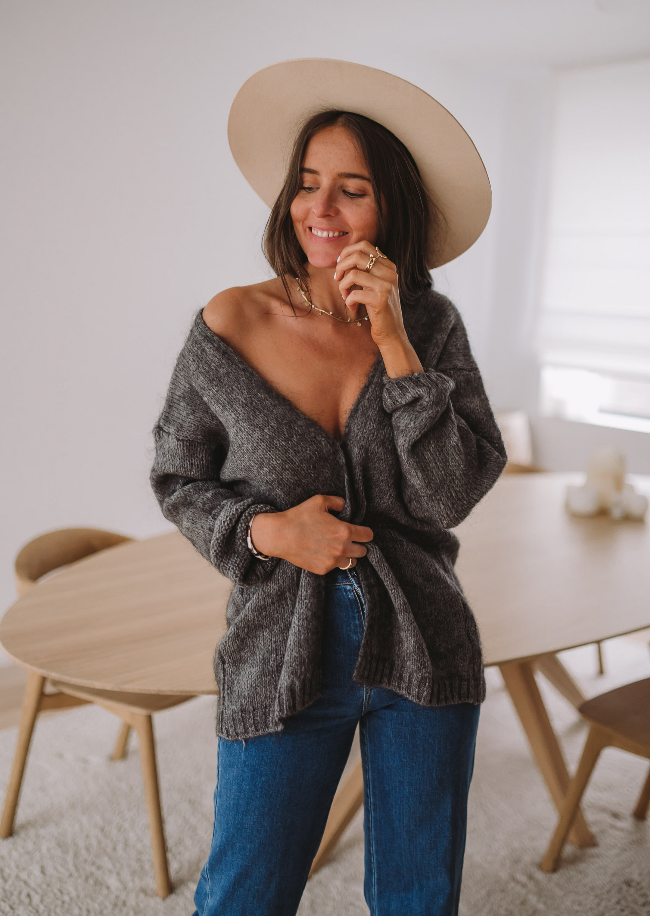 Dark grey Cardigan *EASY CLOTHES Hot