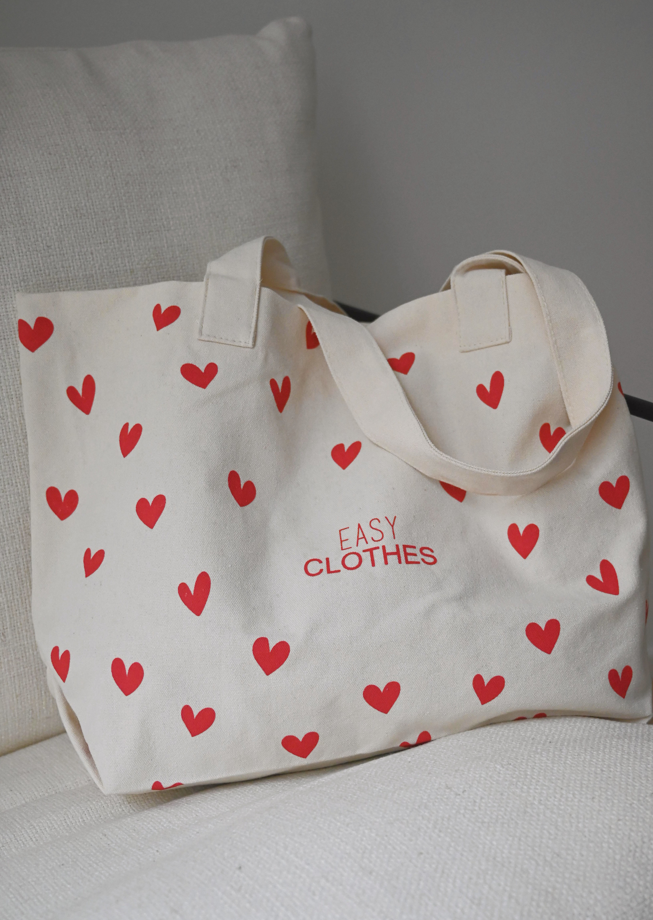 tote bag with red hearts*EASY CLOTHES Best Sale