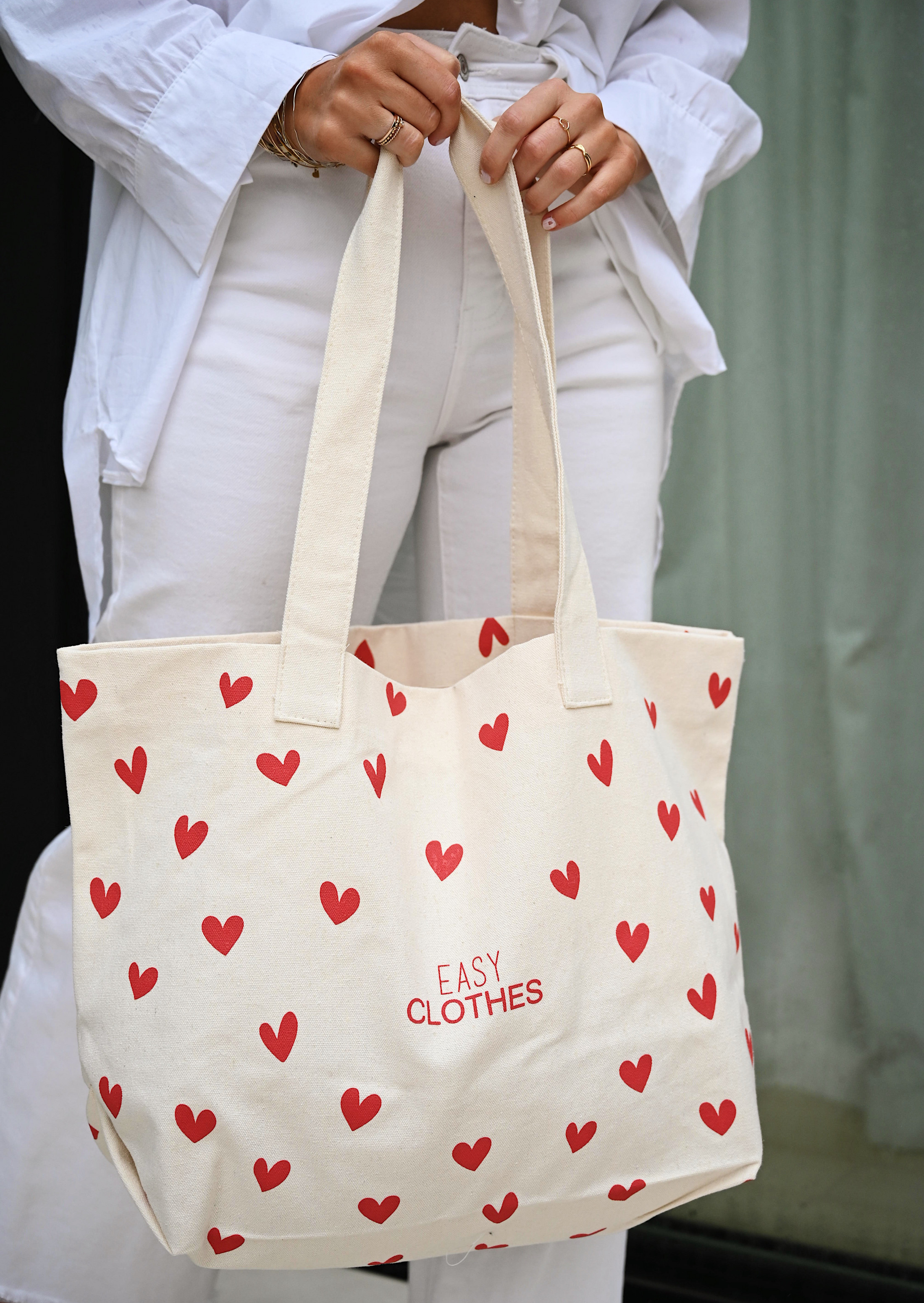 tote bag with red hearts*EASY CLOTHES Best Sale