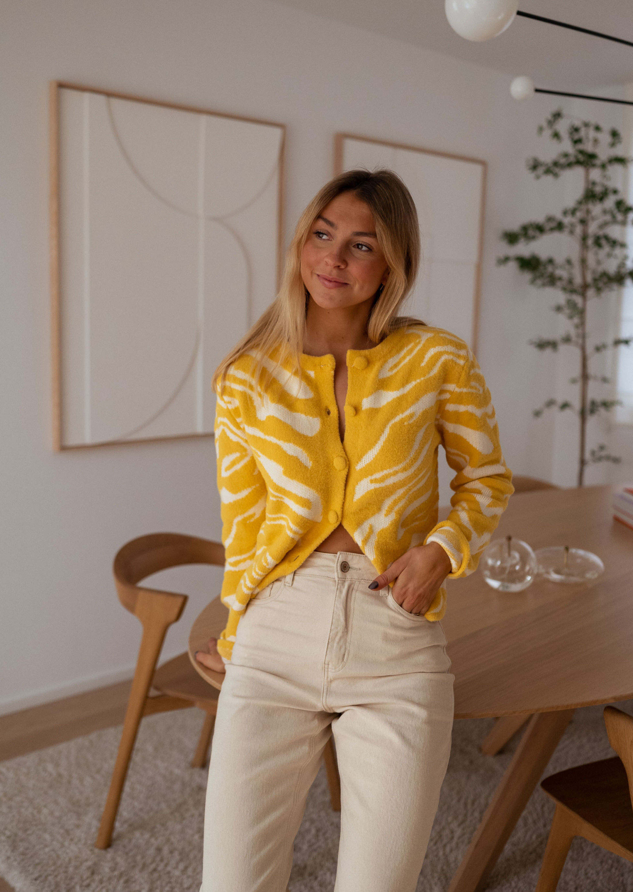 Ecru and yellow Pacôme cardigan*EASY CLOTHES Discount