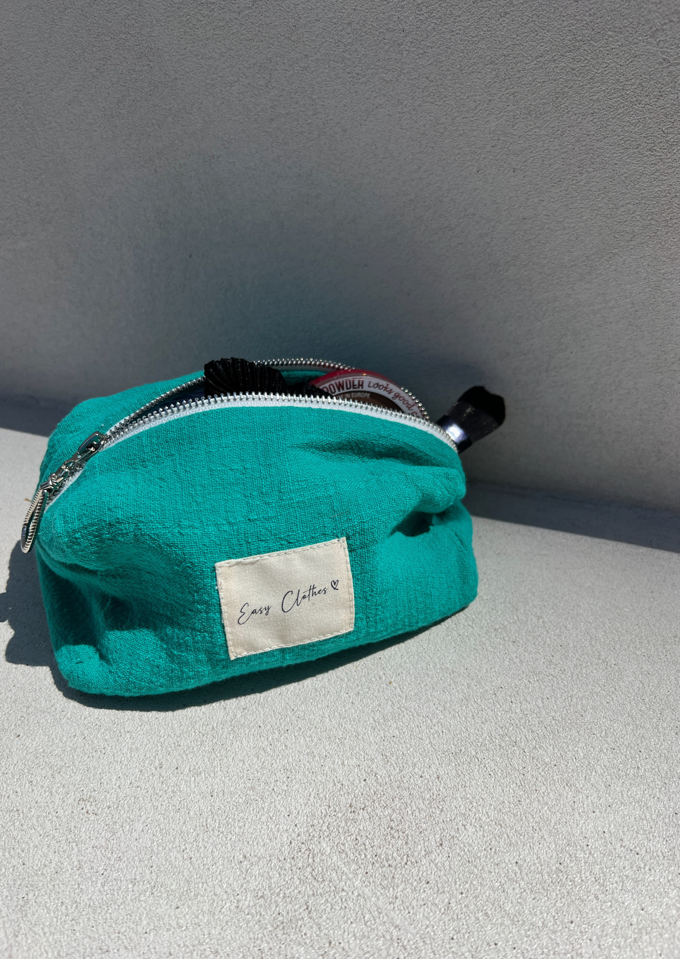 Emerald blue linen pouch  - CREATION*EASY CLOTHES Outlet