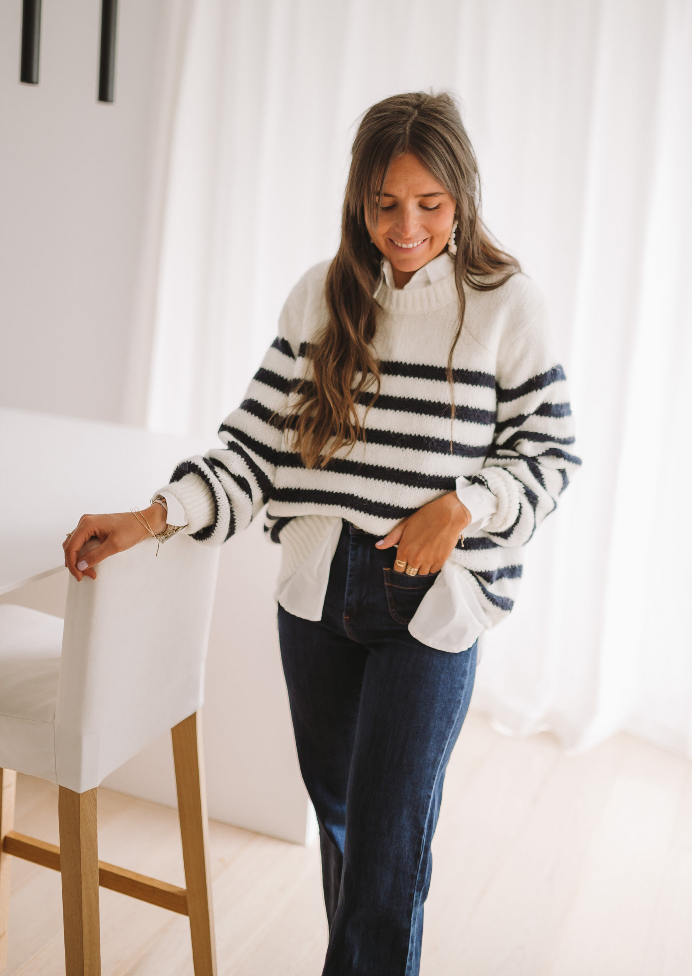 Roméo sweater with lines*EASY CLOTHES Clearance