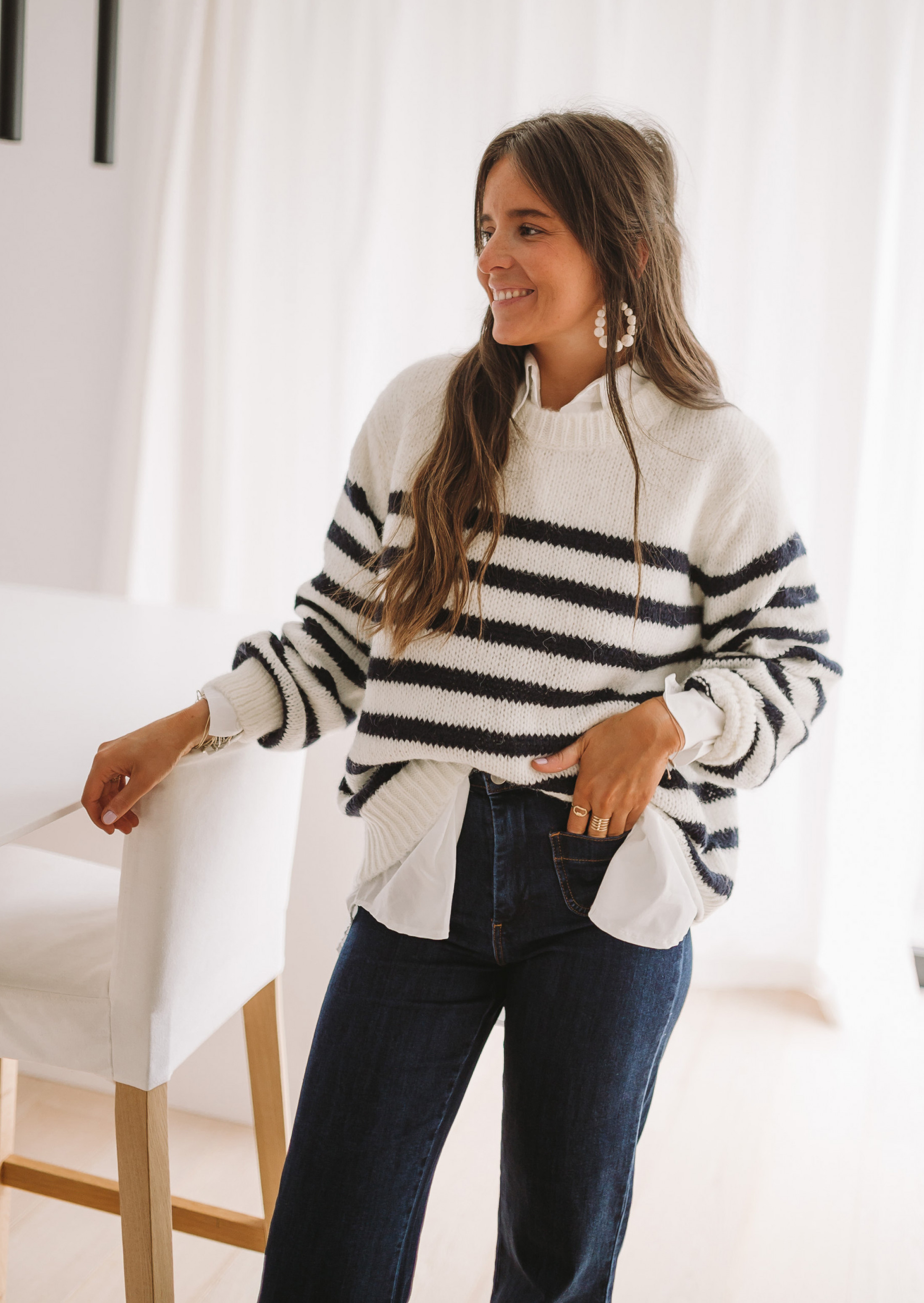 Roméo sweater with lines*EASY CLOTHES Clearance